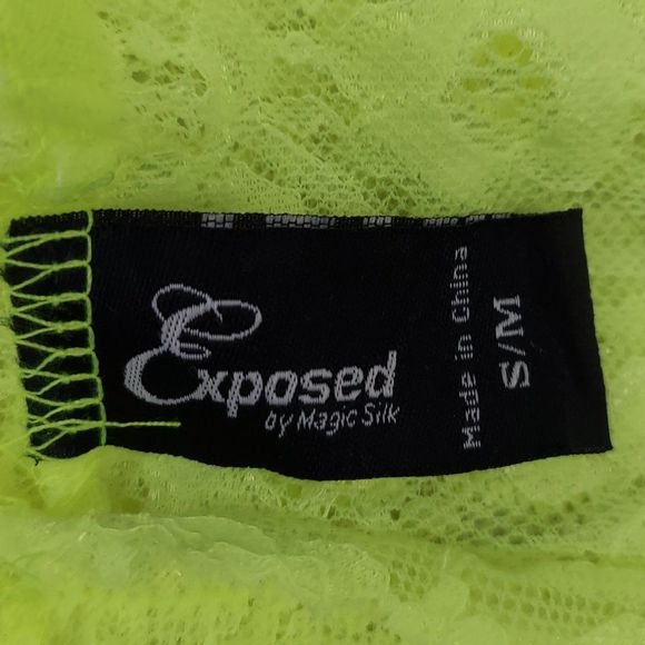 NWOT Exposed By Magic Silk Bands of Lace Neon Lace Bow Teddy, S/M - Picture 4 of 16